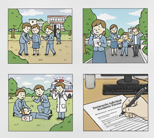 Ilustración sobre cómo actuar en un accidente