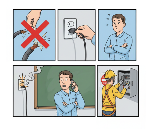 Ilustración de un símbolo de advertencia eléctrica.